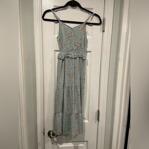 Sunset Nest Girls Size M Mint Green Pink Floral Adjustable Ruffle Maxi Dress